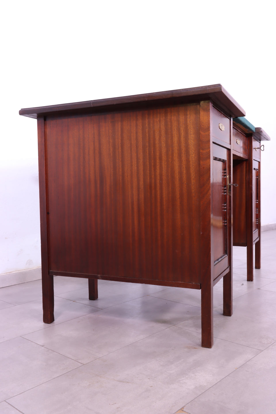 Edler Jugendstil Schreibtisch Gründerzeit Filz Holz Desk Antik