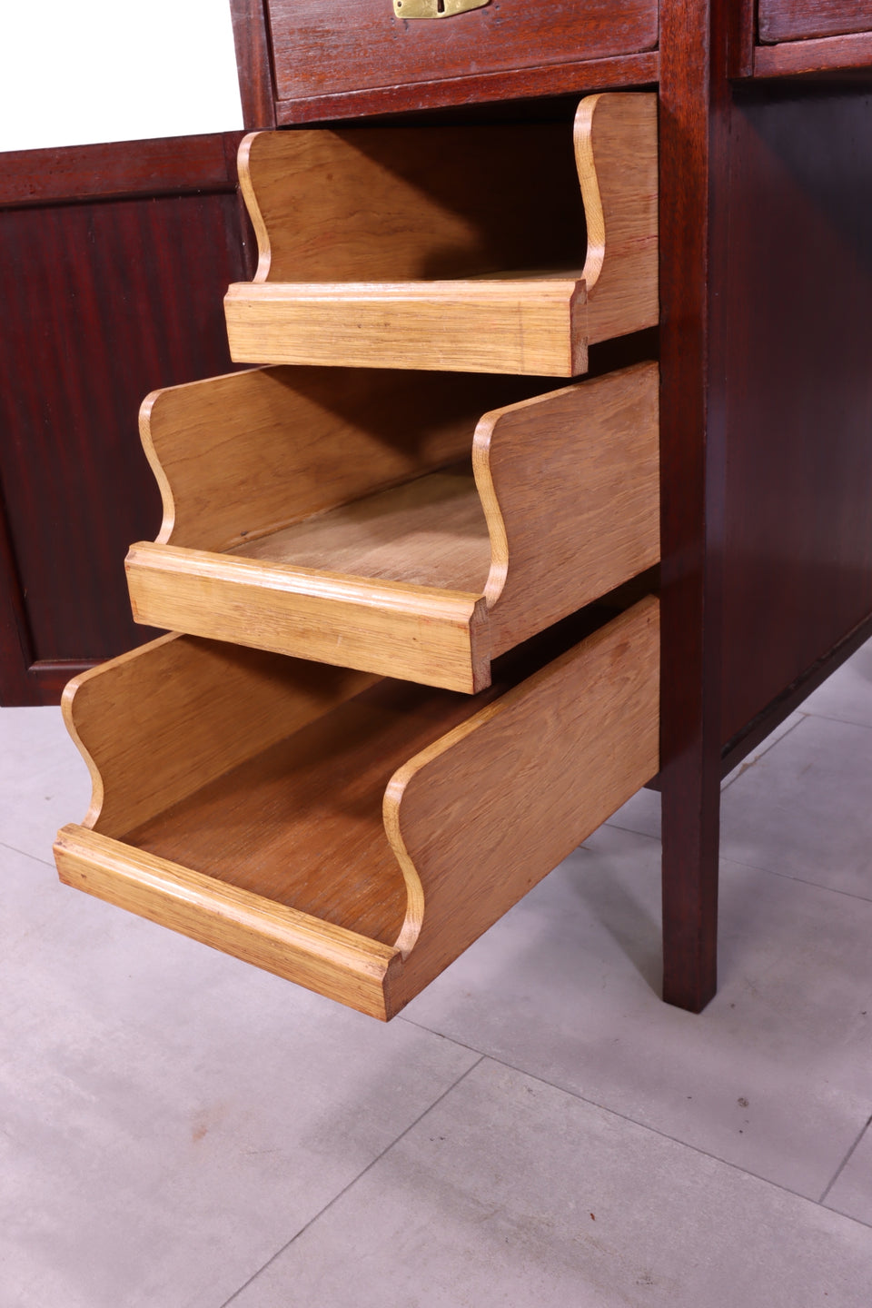 Edler Jugendstil Schreibtisch Gründerzeit Filz Holz Desk Antik