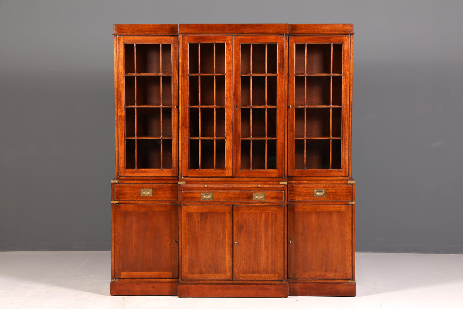 Beeindruckender Maritimer Vitrinenschrank Englischer Schrank Echt Holz Bibliothek Bücherschrank Anrichte Vintage