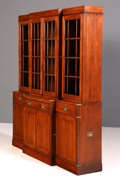 Beeindruckender Maritimer Vitrinenschrank Englischer Schrank Echt Holz Bibliothek Bücherschrank Anrichte Vintage