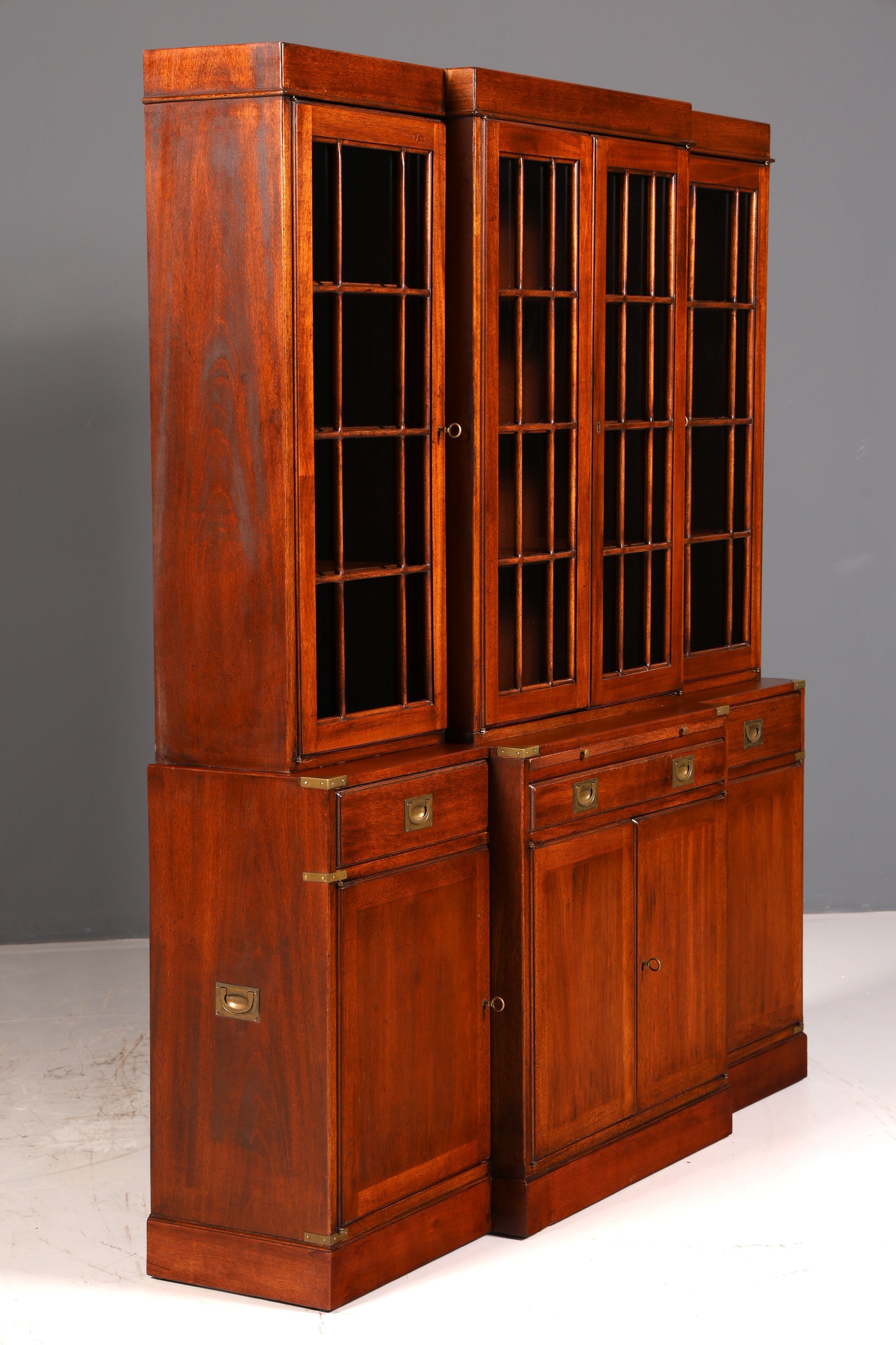Beeindruckender Maritimer Vitrinenschrank Englischer Schrank Echt Holz Bibliothek Bücherschrank Anrichte Vintage