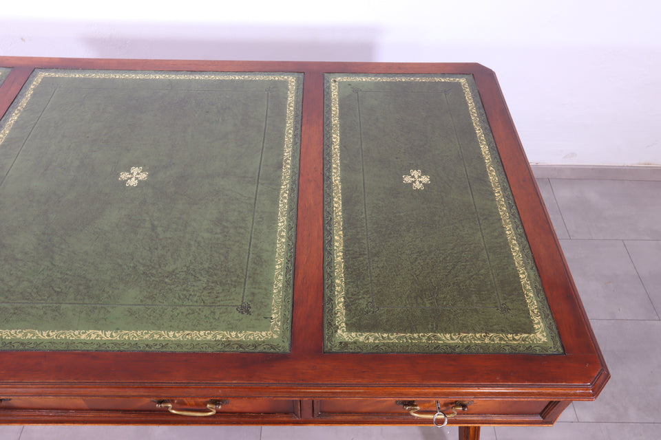 Seltener Englischer Schreibtisch Englisch Desk Leder Auflage Antik