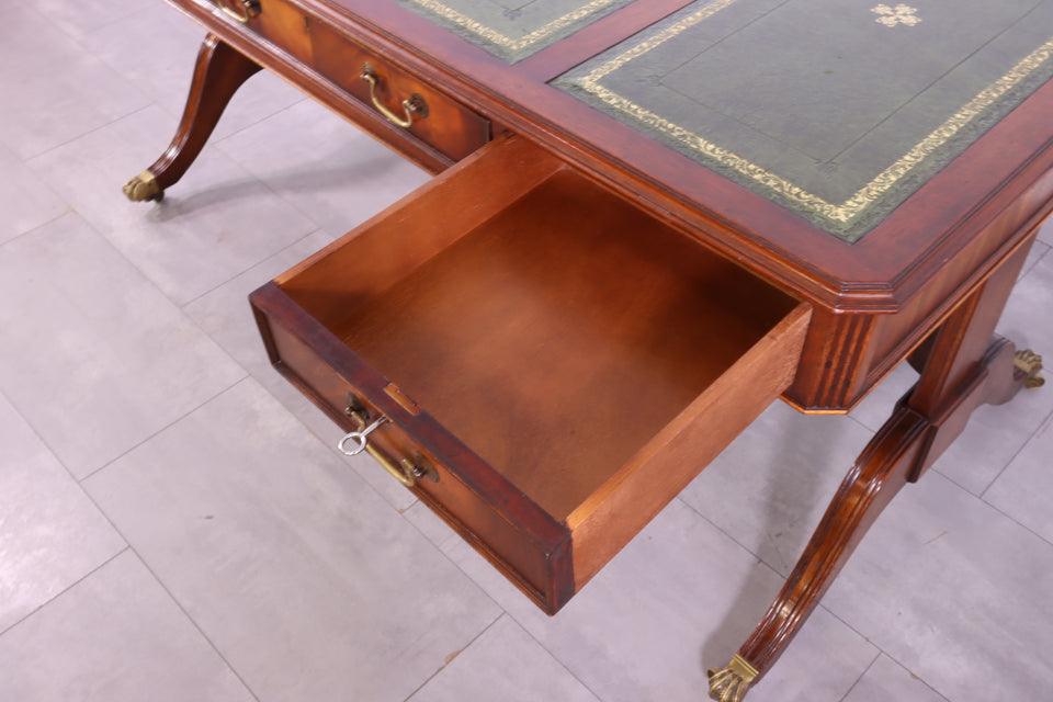 Seltener Englischer Schreibtisch Englisch Desk Leder Auflage Antik
