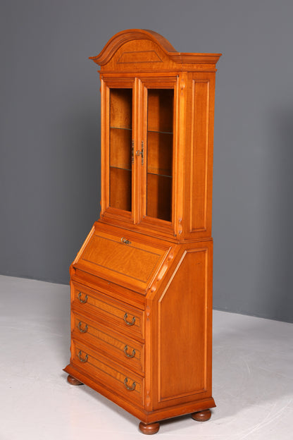 Wunderschöner Original Selva Sekretär Vitrine Antik Stil Bürotisch mit Vitrinenaufsatz echt Holz Office Desk Bürokommode