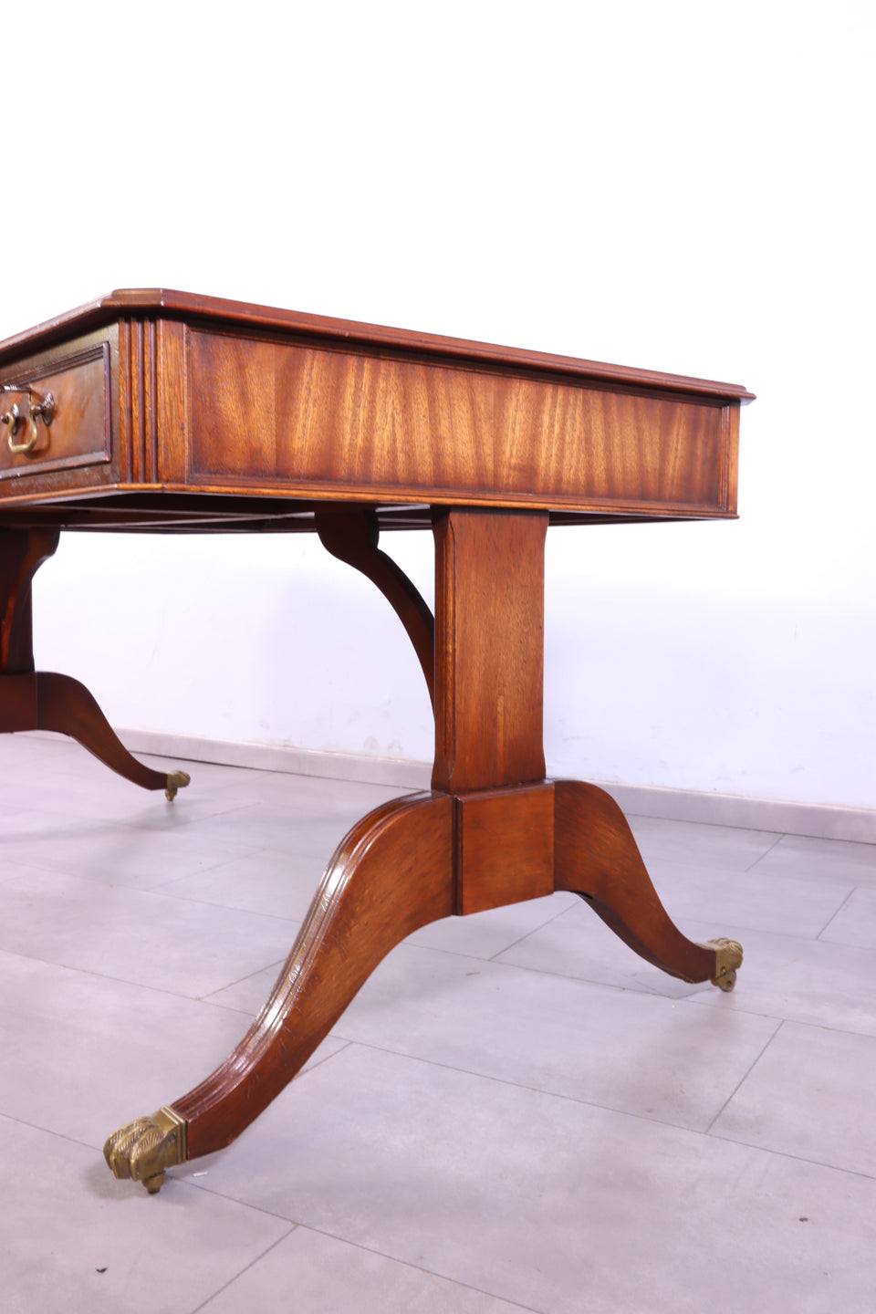 Seltener Englischer Schreibtisch Englisch Desk Leder Auflage Antik
