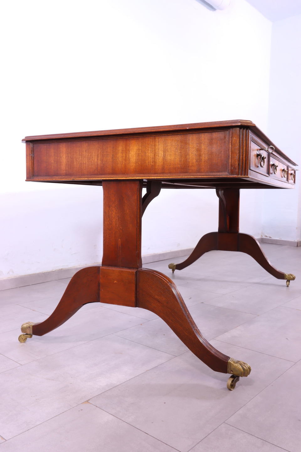 Seltener Englischer Schreibtisch Englisch Desk Leder Auflage Antik