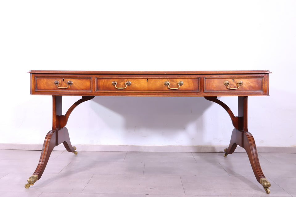 Seltener Englischer Schreibtisch Englisch Desk Leder Auflage Antik