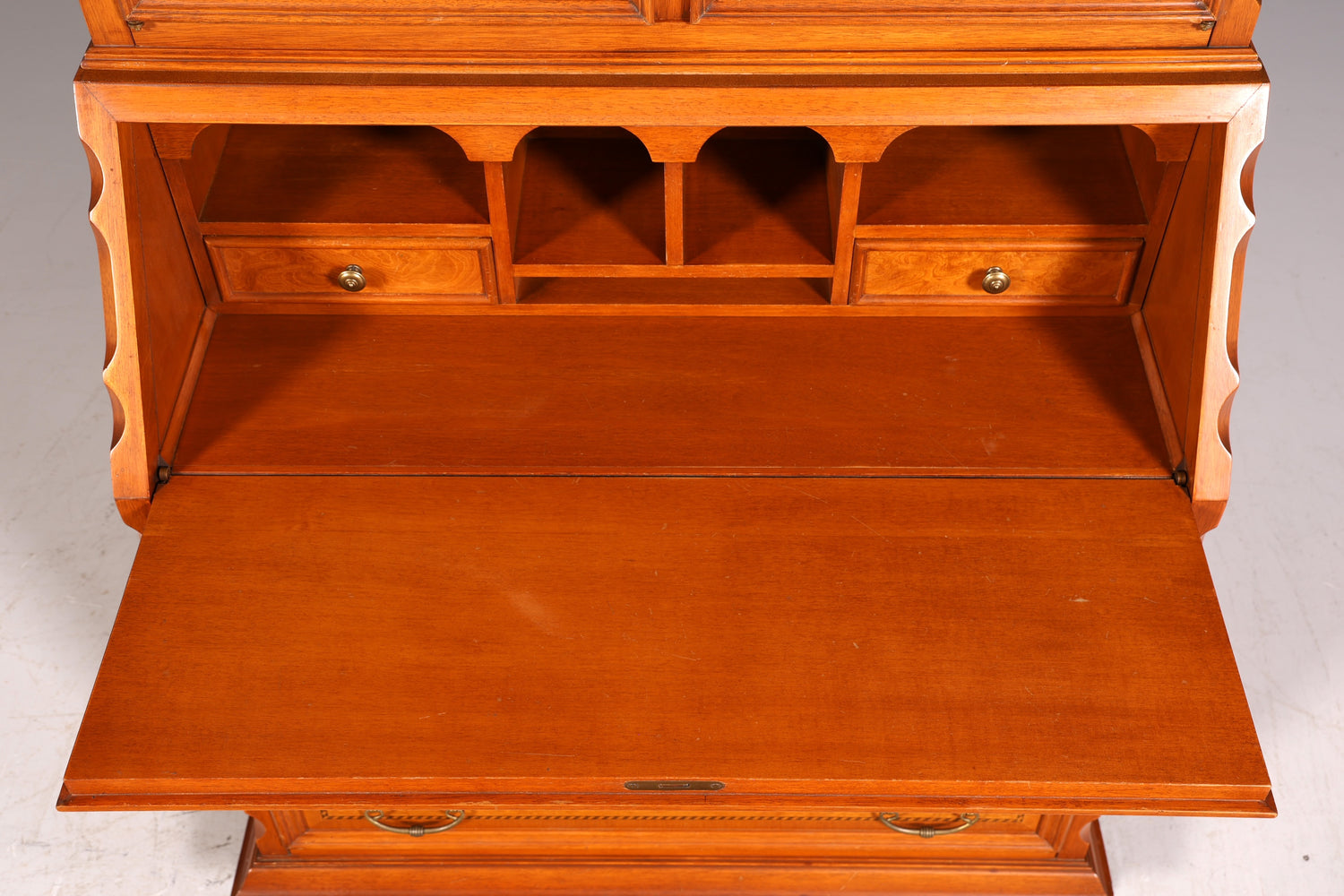 Wunderschöner Original Selva Sekretär Vitrine Antik Stil Bürotisch mit Vitrinenaufsatz echt Holz Office Desk Bürokommode