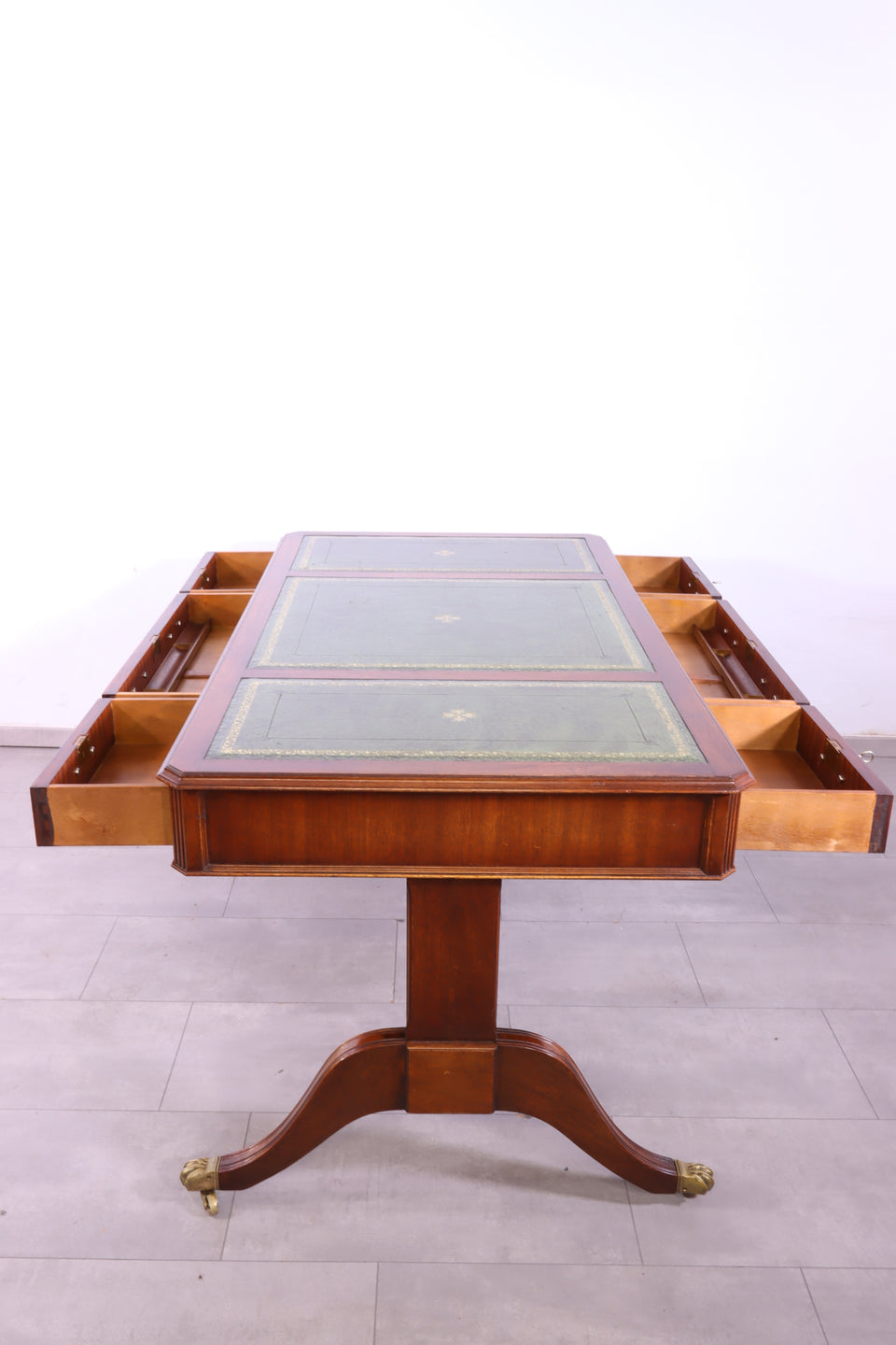 Seltener Englischer Schreibtisch Englisch Desk Leder Auflage Antik