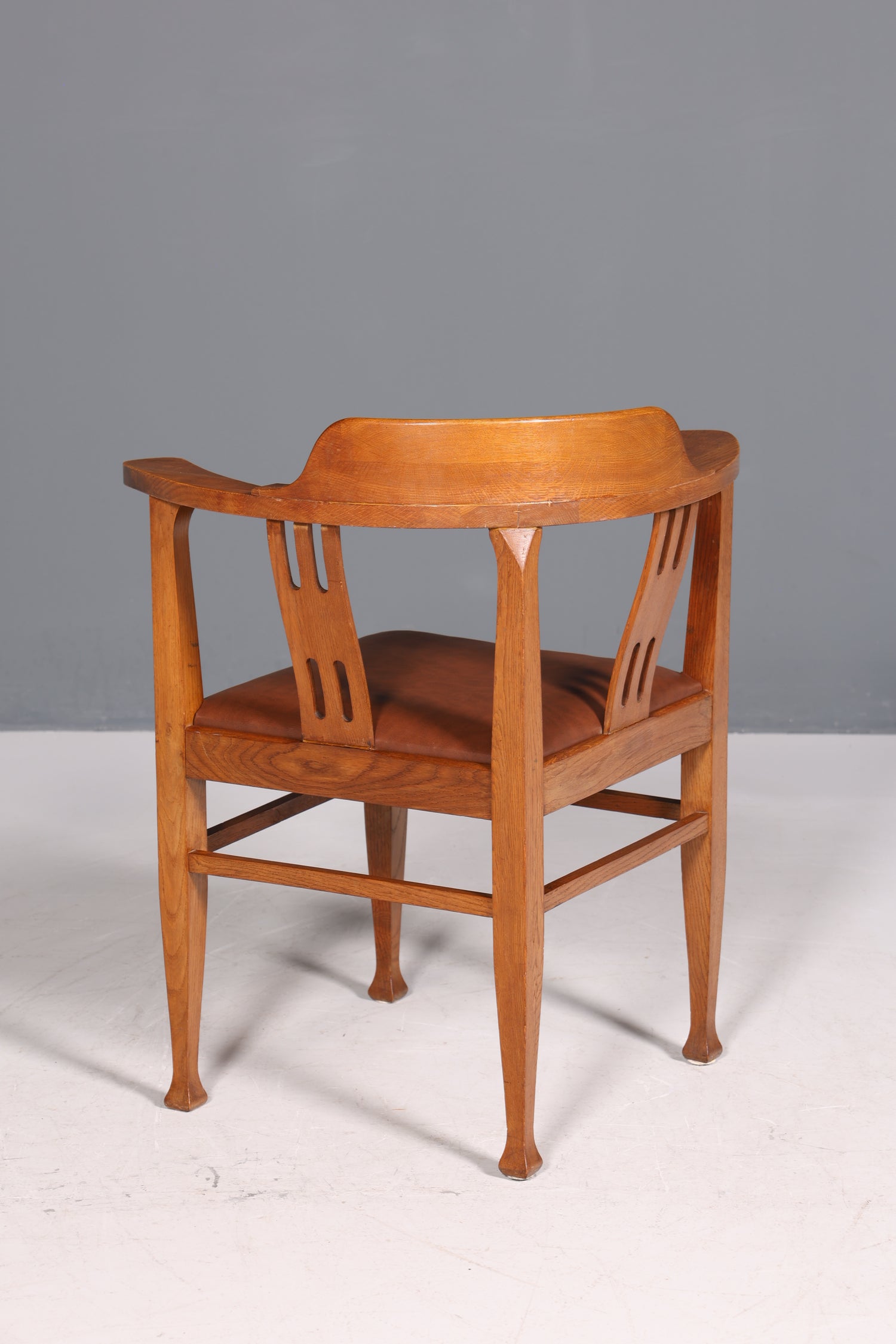 Wunderschöner Jugendstil Eckstuhl Armlehnstuhl Antik Eiche Holz Schreibtisch Stuhl Sekretär Stuhl