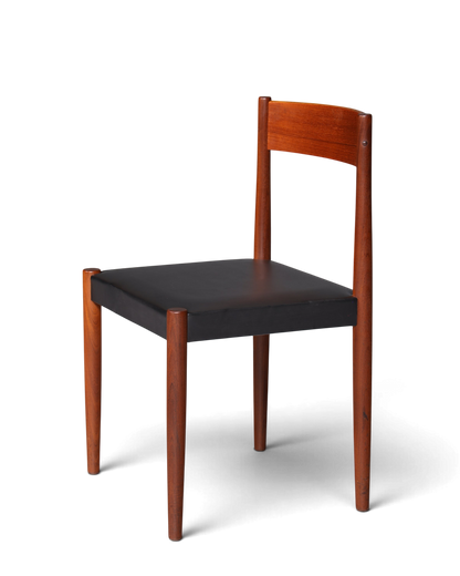 Schlichter Mid Century Stuhl Palisander Retro Sekretär Stuhl echt Leder Danish Design Küchenstuhl 1 von 2