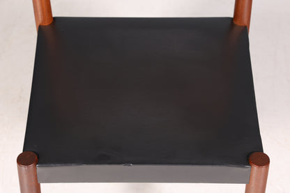 Schlichter Mid Century Stuhl Palisander Retro Sekretär Stuhl echt Leder Danish Design Küchenstuhl 2 von 2