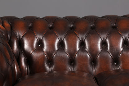 Edles Original Chesterfield Sofa 2-Sitzer Couch Echt Leder Englisch Antik Polstersofa