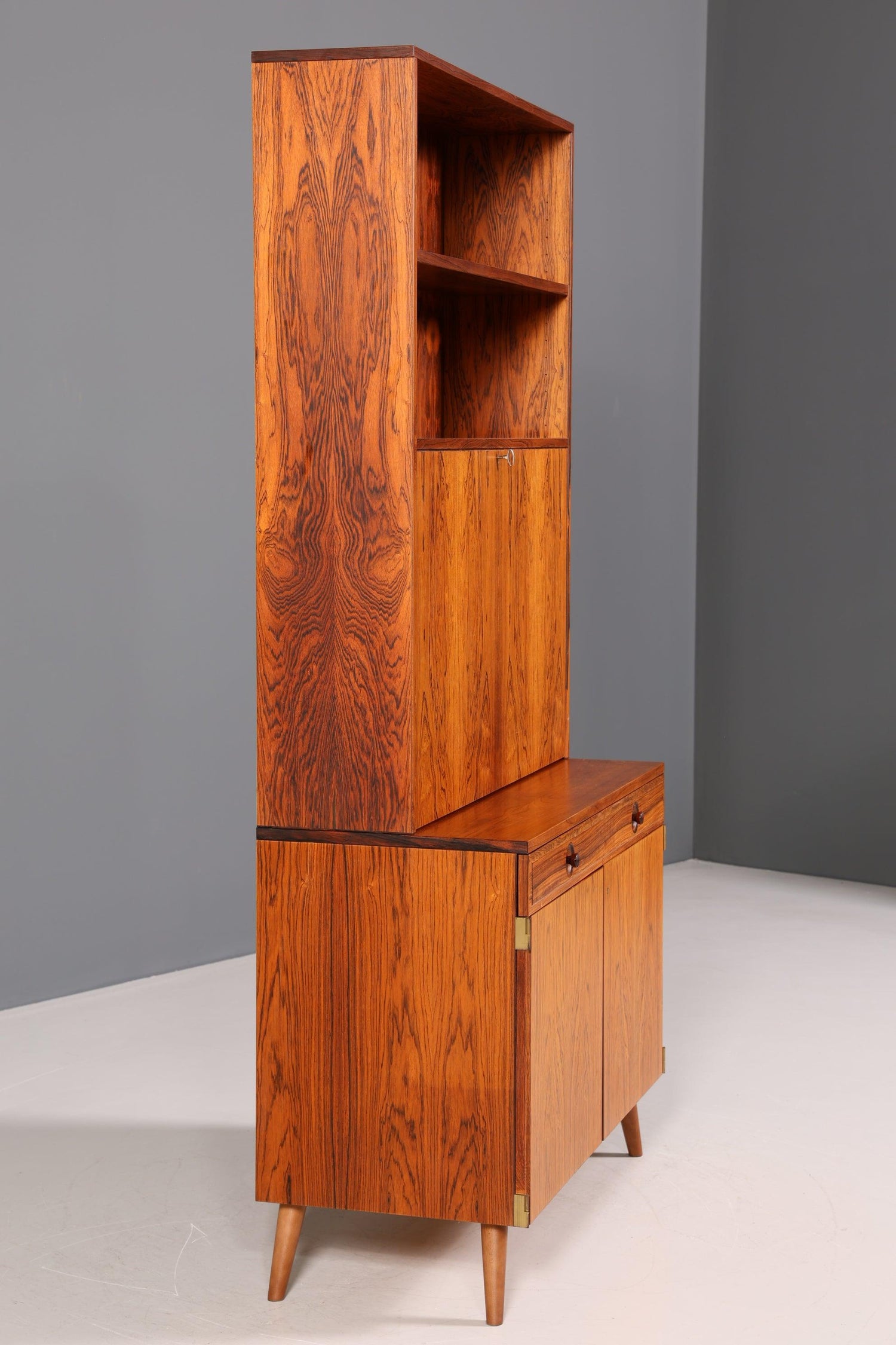 Traumhafter Mid Century Sekretär Palisander Holz Schrank Regal 60er Bücherregal