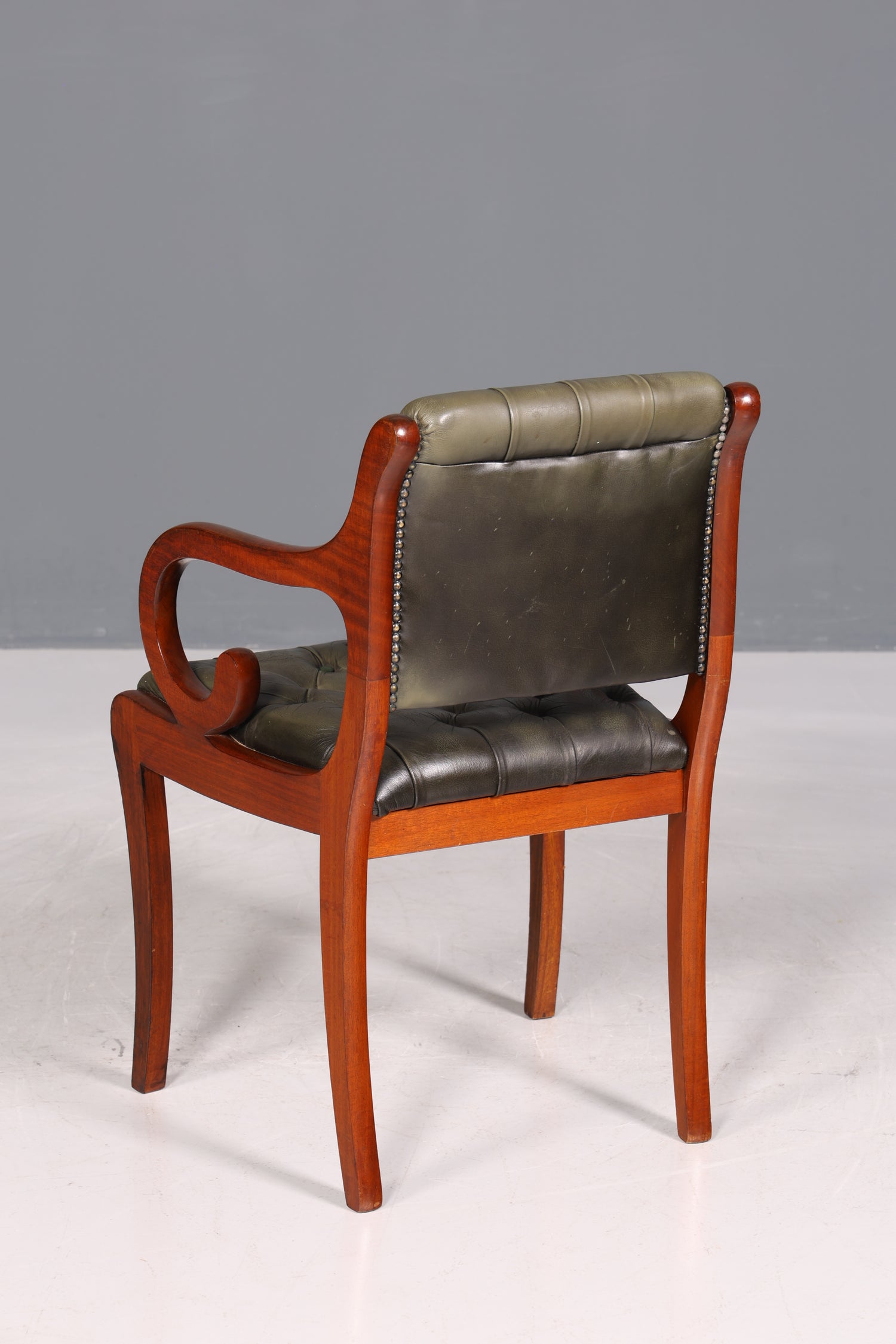 Original Chesterfield Armlehnstuhl Canterbury Englisch Küchenstuhl Sekretär Stuhl echt Leder Stuhl