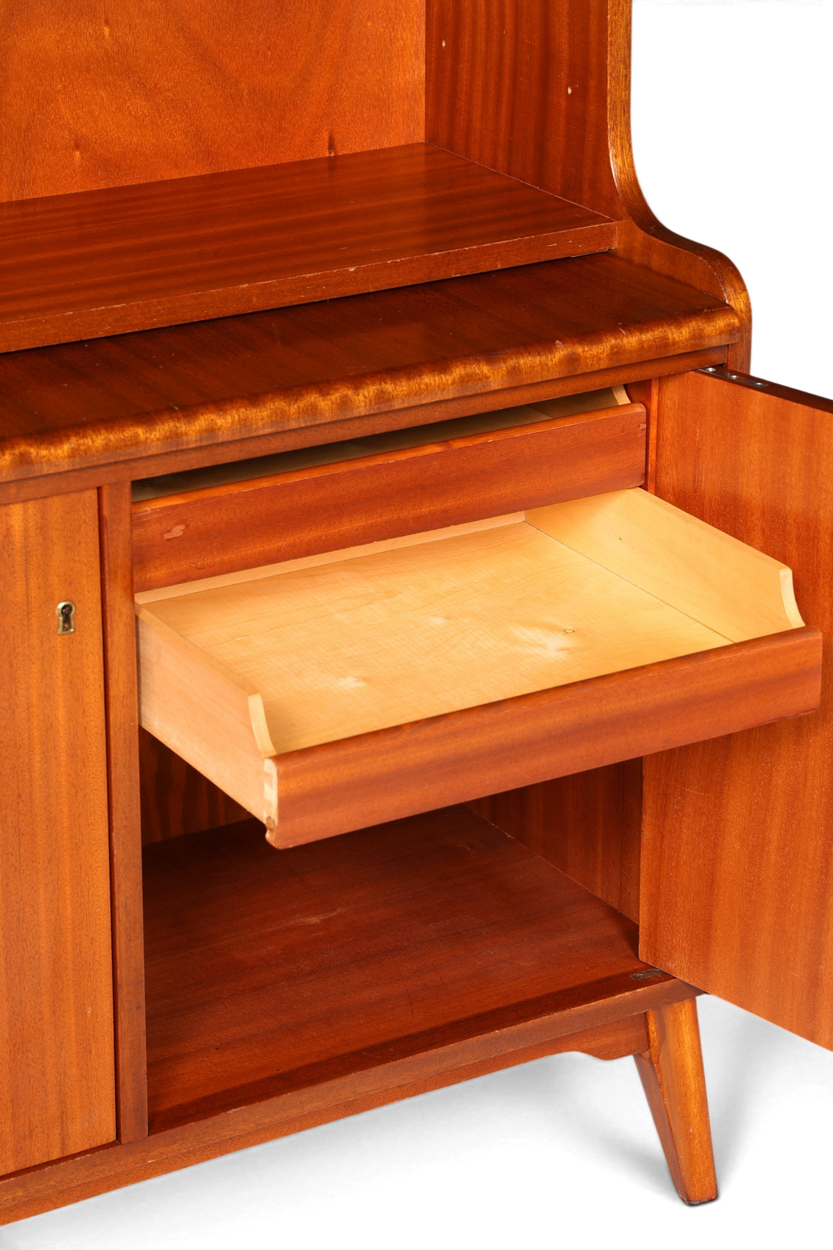Wunderschöner Mid Century Schrank Bücherregal Vintage Sekretär Highboard Holz Regal 60s