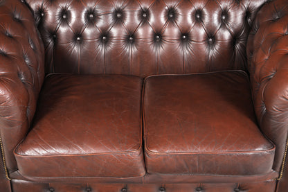 Wunderschönes Original Chesterfield 2er Sofa Englisch Leder 2- Sitzer Couch