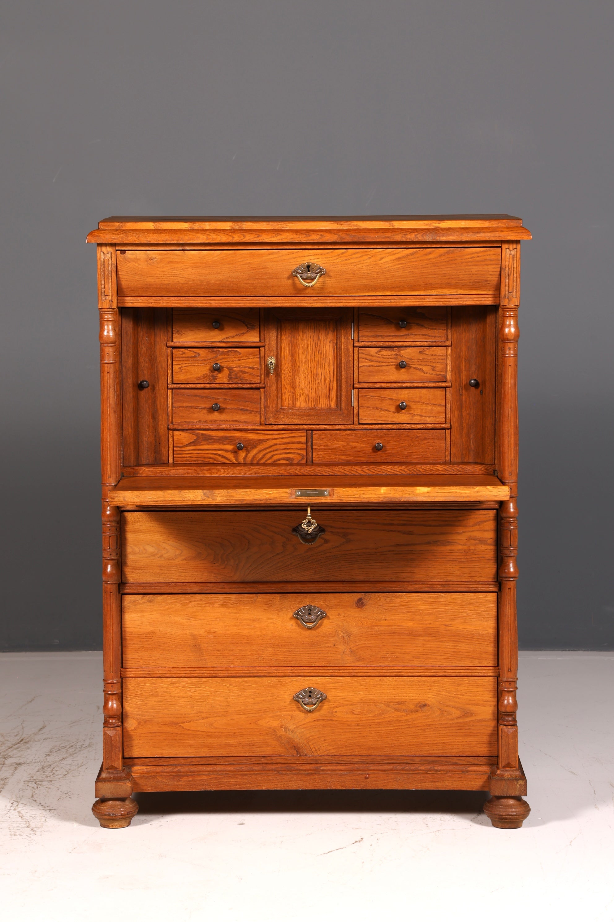 Stilvoller Gründerzeit Sekretär Vertiko Highboard Jugendstil Kommode Landhaus Schrank um 1880 Antik