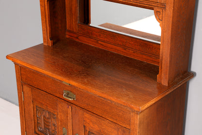 Wunderschöner Jugendstil Schrank Antik Buffet Eiche Anrichte Buffetschrank Vitrine Vintage