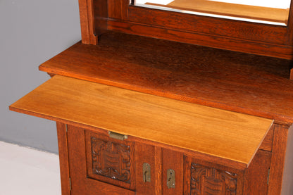 Wunderschöner Jugendstil Schrank Antik Buffet Eiche Anrichte Buffetschrank Vitrine Vintage