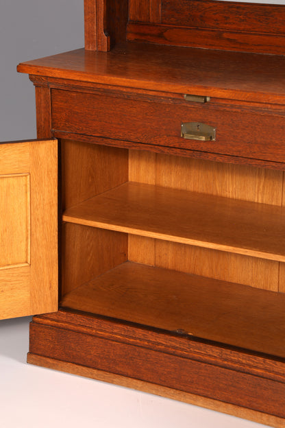 Wunderschöner Jugendstil Schrank Antik Buffet Eiche Anrichte Buffetschrank Vitrine Vintage