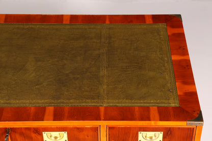 Edler Maritimer Schreibtisch Englischer Military Chest Bürotisch Office Table Echt Lederauflage Antik Vintage