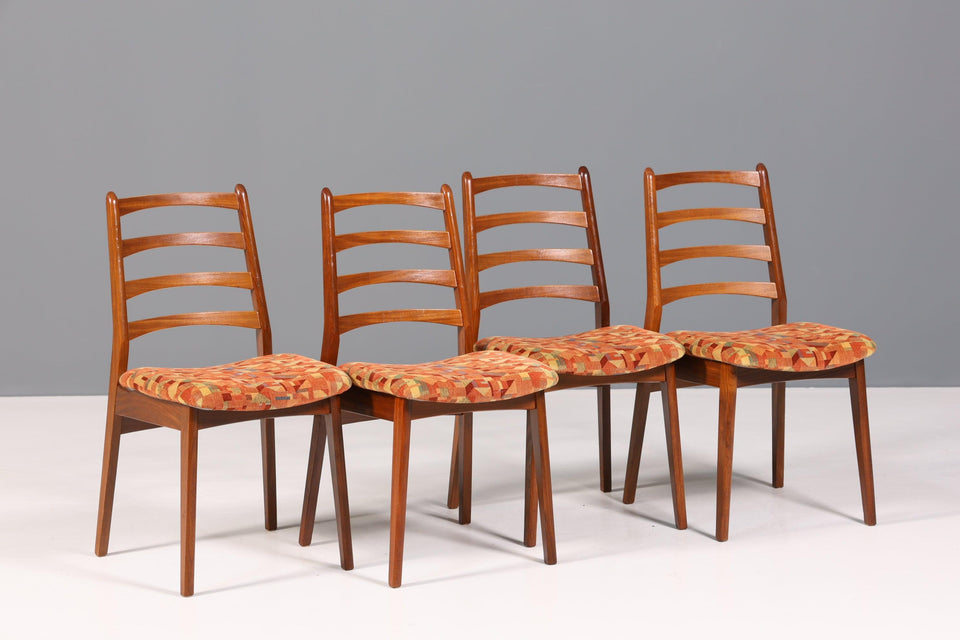 4x Mid Century Teak Holz Stühle Made in Denmark Retro Stuhlset Danish Design Küchenstühle