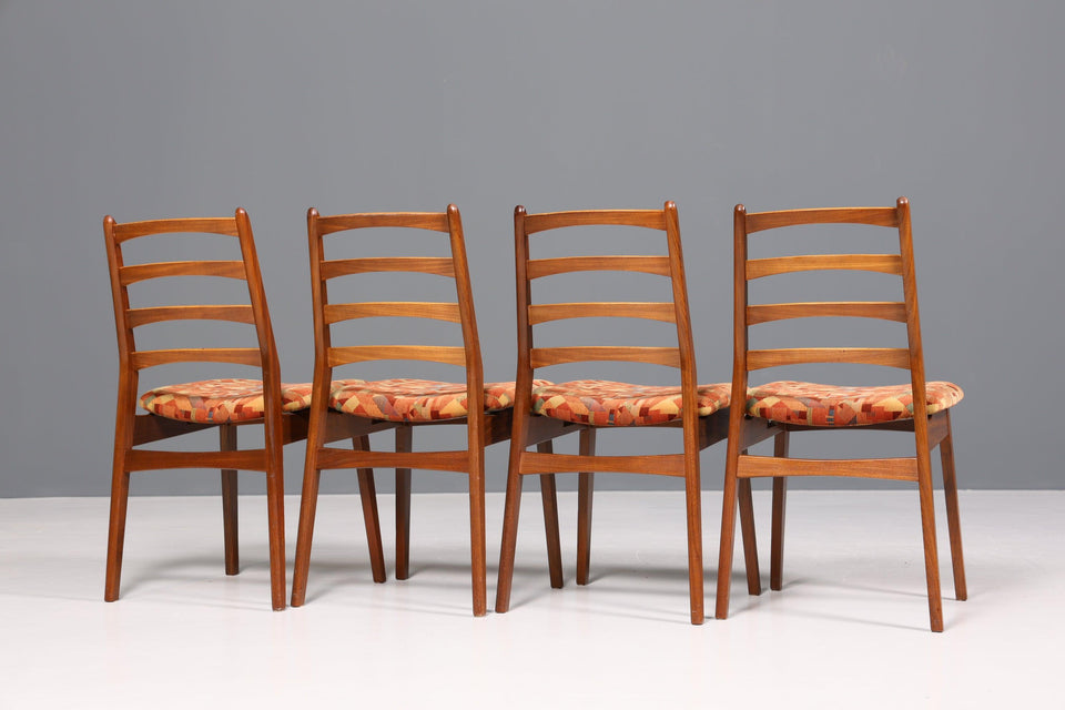 4x Mid Century Teak Holz Stühle Made in Denmark Retro Stuhlset Danish Design Küchenstühle