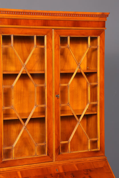 Wunderschöner Englischer Aufsatzsekretär Eibe Sekretär Vitrine Büro Antik Schrank Bibliothek Vintage