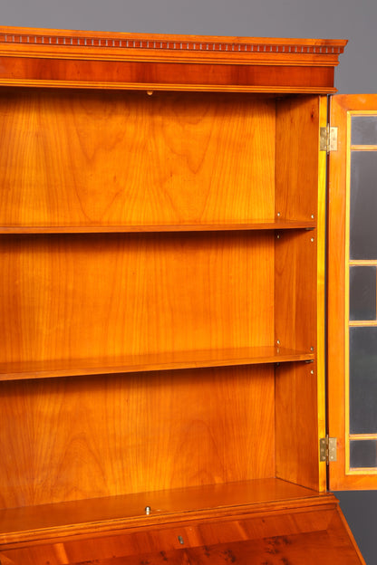 Wunderschöner Englischer Aufsatzsekretär Eibe Sekretär Vitrine Büro Antik Schrank Bibliothek Vintage