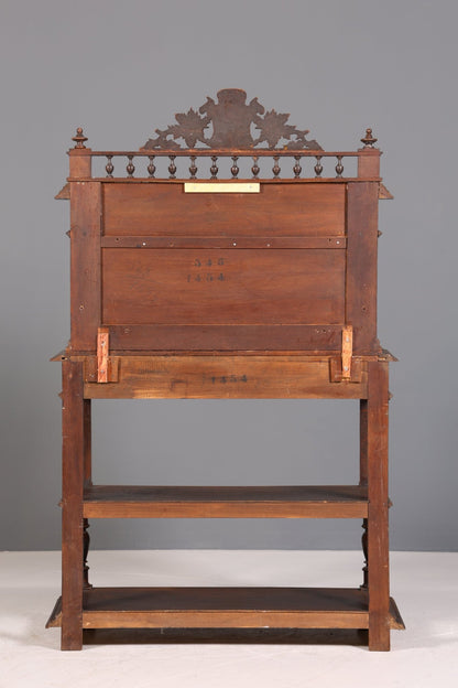 Traumhafte Gründerzeit Anrichte Antik Marmor Kredenz Sideboard Buffet Serviertisch mit Aufsatz