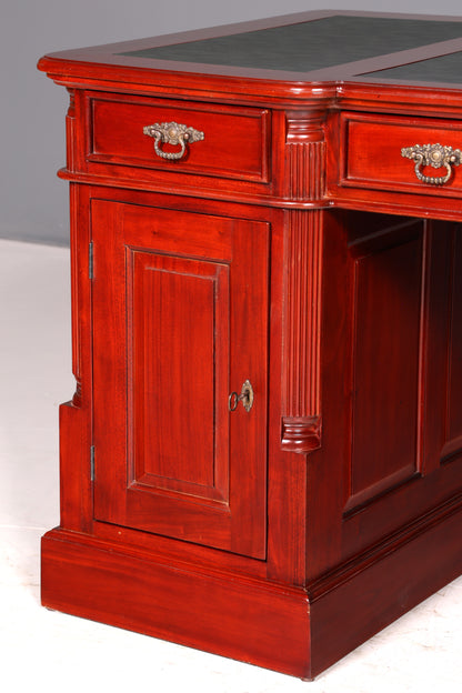 Wunderschöner Englischer Schreibtisch Mahagoni Lederauflage Bürotisch Office Desk Antik Vintage