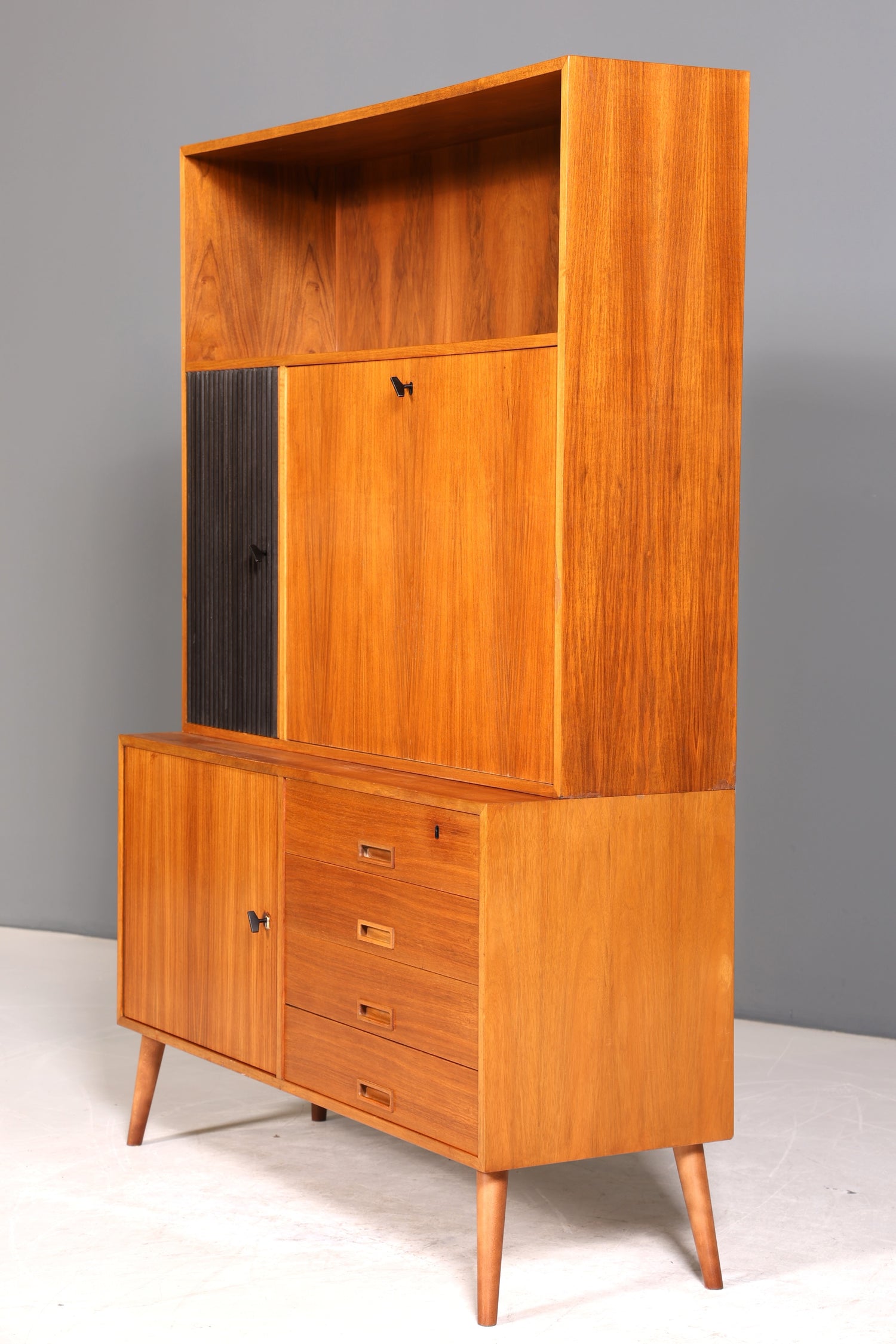 Wunderschöner Mid Century Schrank Bücherregal Sekretär Vintage Regal Highboard Holz Bookshelf VEB