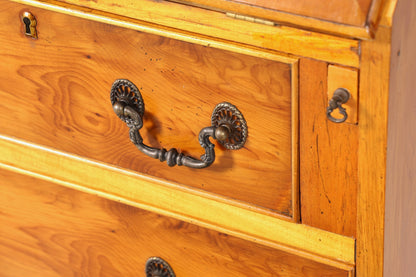 Schlichter Englischer Sekretär Englisch Schreibtisch Desk Bürotisch echt Lederauflage 60s Office Table