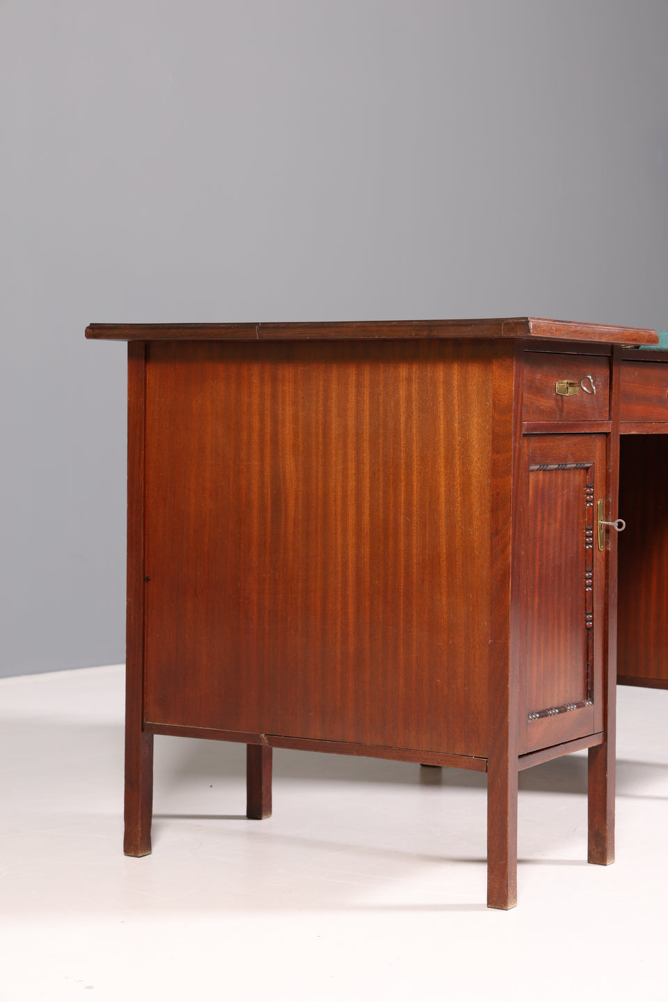 Traumhafter Jugendstil Schreibtisch Gründerzeit Bürotisch echt Holz Desk mit Filzauflage