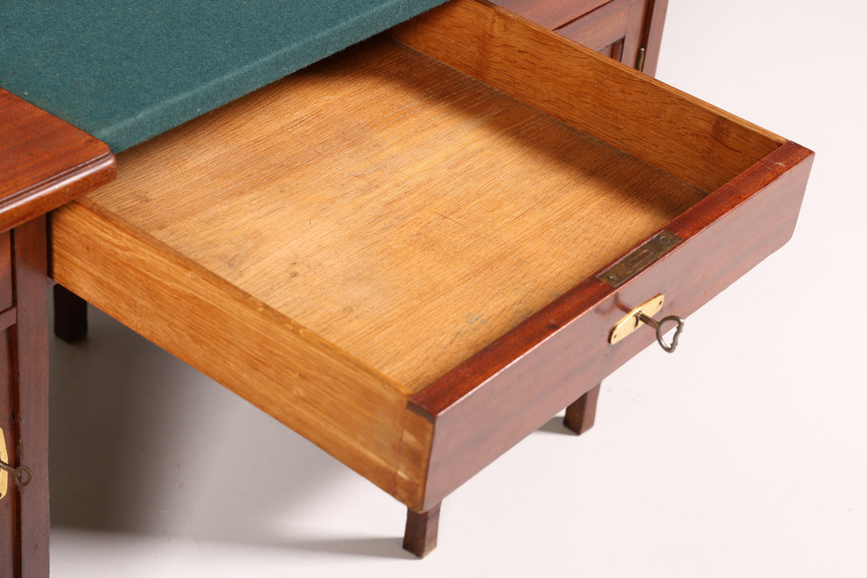 Traumhafter Jugendstil Schreibtisch Gründerzeit Bürotisch echt Holz Desk mit Filzauflage