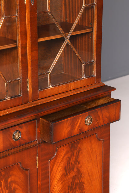 Wunderschöne Englische Vitrine Mahagoni Bibliothek Bücherschrank Buffet Schrank Antik Glasvitrine Vintage
