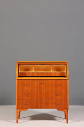Schlichter Mid Century Rollladen Sekretär echt Holz Büro Schrank Vintage Schreibkommode