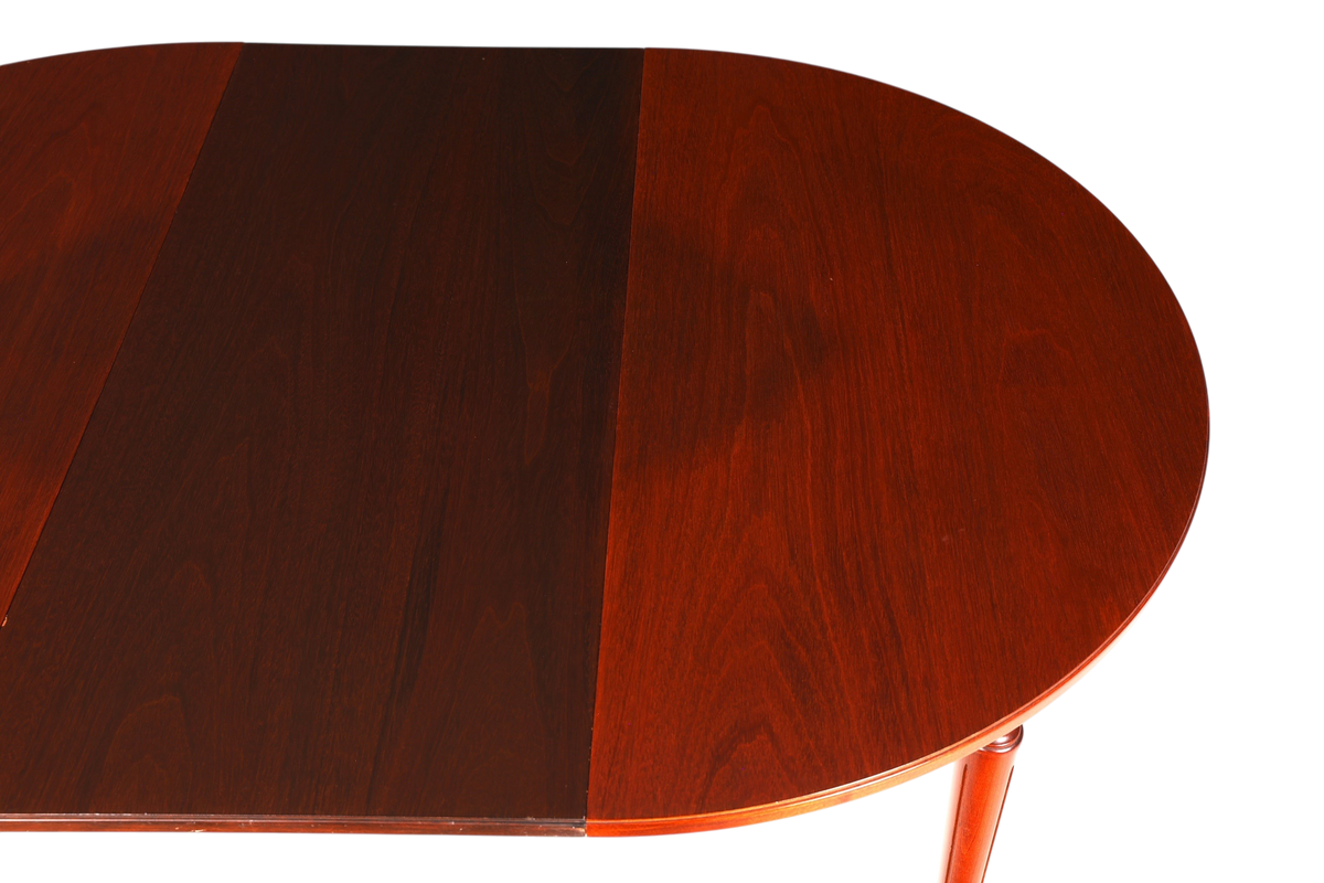 Hauptstadt Möblerei runder ausziehbarer Esstisch aus dunklem Echtholz im eleganten gustavianischen Stil