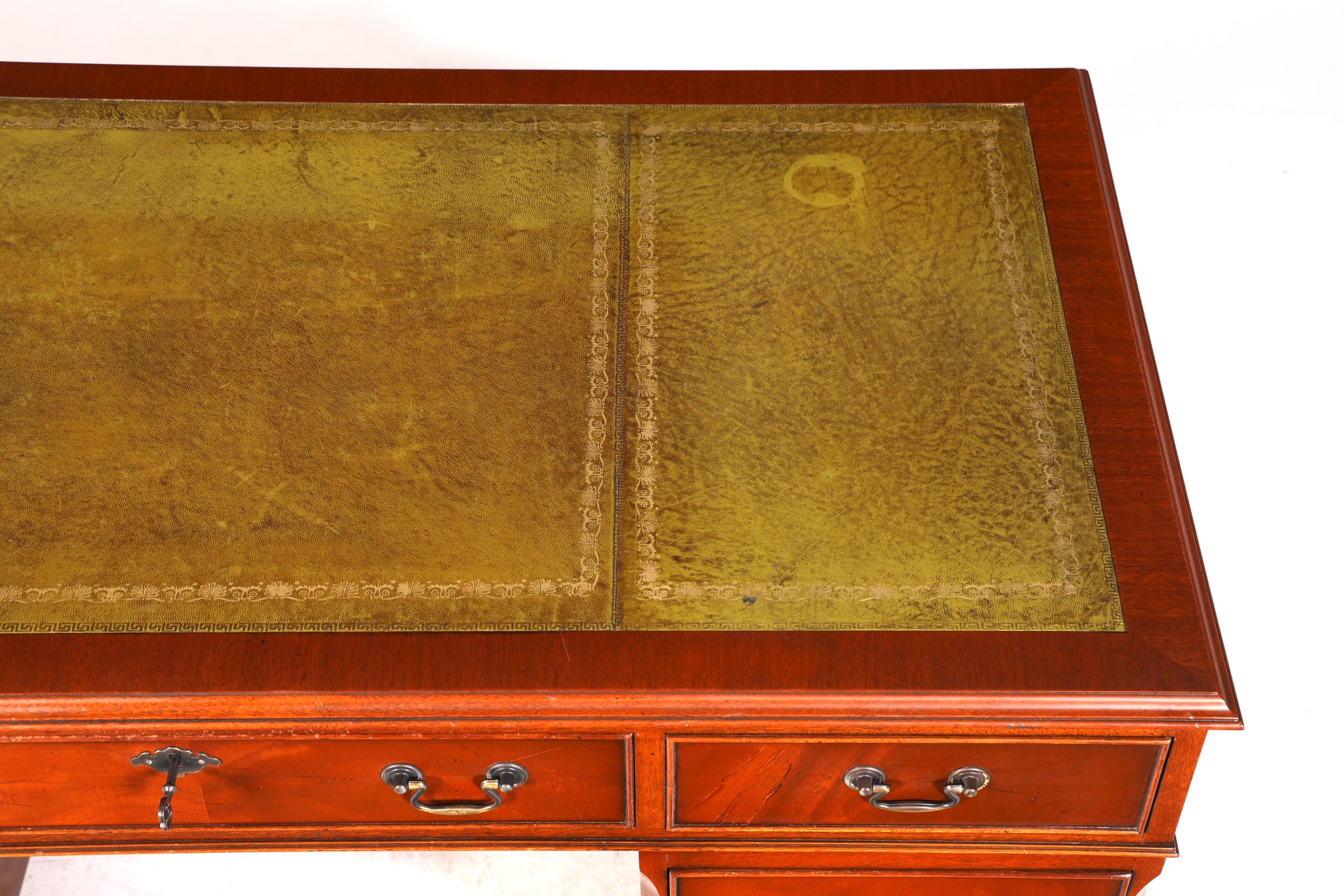 Wunderschöner Englischer Schreibtisch echt Lederauflage Bürotisch Antik Stil Office Desk