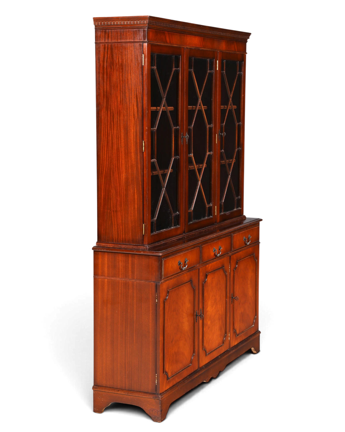 Hauptstadt Möblerei englische Vitrine aus massivem Holz im Antik-Stil mit Glasfront und viel Stauraum