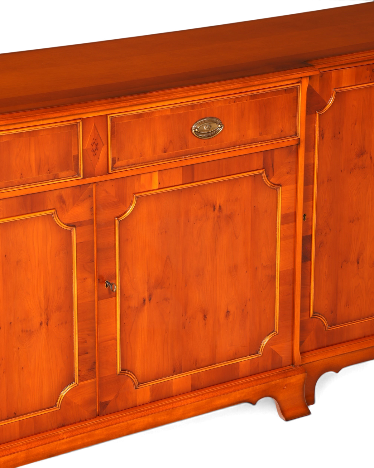 Hauptstadt Möblerei Heldense Sideboard aus englischer Eibe mit Schubladen und Türen im antiken Vintage-Stil