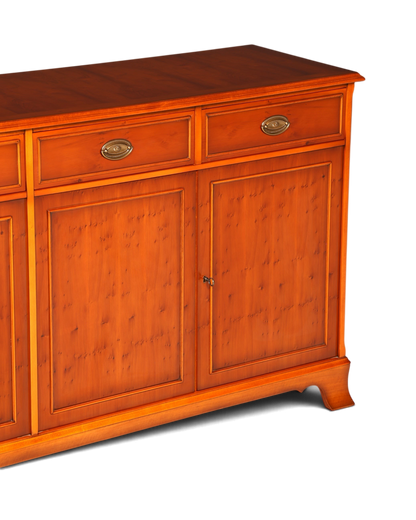 Hauptstadt Möblerei Heldense Sideboard aus englischer Eibe mit Schubladen und Türen im antiken Vintage-Stil