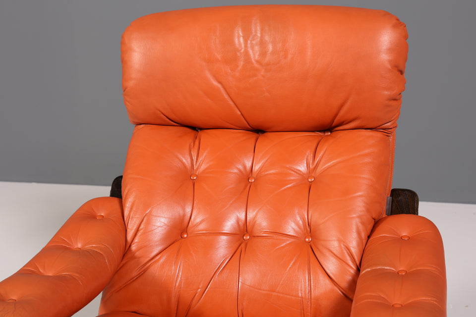 Mid Century Leder Relax Sessel Lounge Chair mit Wippfunktion 1 von 2