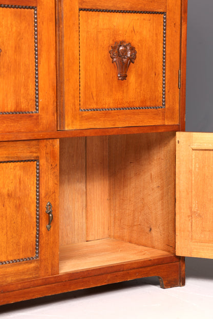 Traumhafte Jugendstil Vitrine Antik Holz Bücherschrank Eiche Antik Schrank Geschirrschrank