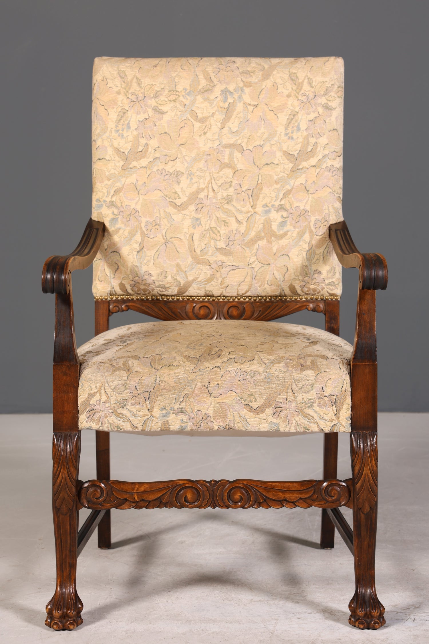 Wunderschöner Neorenaissance Sessel Gründerzeit Sessel Jugendstil Herrenzimmer Eiche Sekretär Stuhl Antik Samt um 1910
