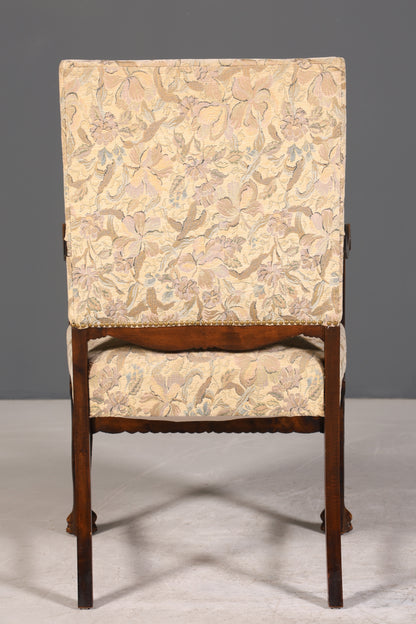 Wunderschöner Neorenaissance Sessel Gründerzeit Sessel Jugendstil Herrenzimmer Eiche Sekretär Stuhl Antik Samt um 1910