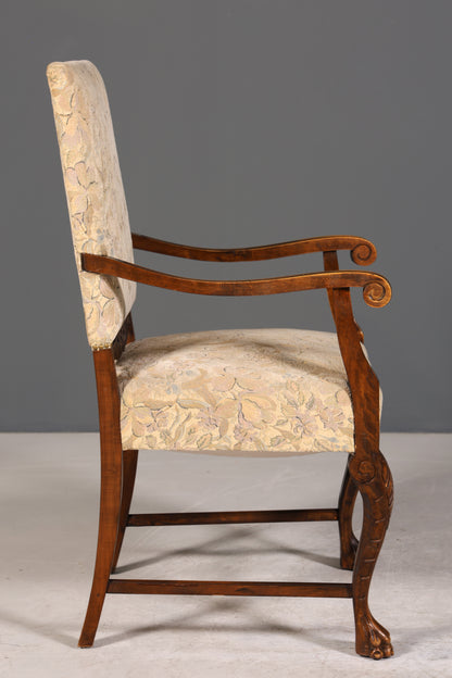 Wunderschöner Neorenaissance Sessel Gründerzeit Sessel Jugendstil Herrenzimmer Eiche Sekretär Stuhl Antik Samt um 1910