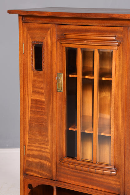Traumhafte Jugendstil Vitrine Eiche Antik Holz Bücherschrank Schrank Geschirrschrank Glasvitrine Vintage