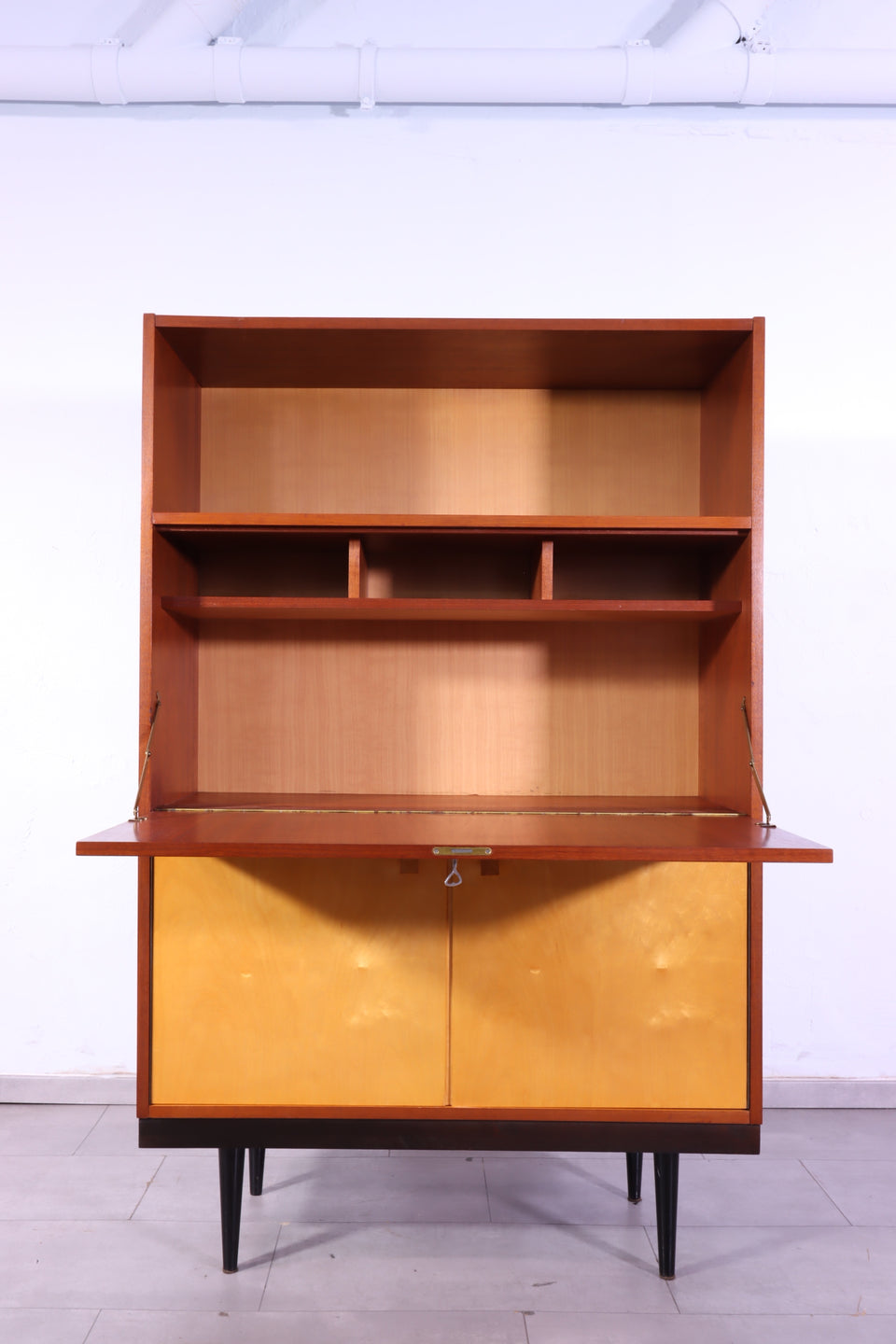 Schlichter Mid Century Sekretär Vintage Bücherregal Vintage Kommode